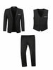 Casual Men’s 3 Pieces Mens Suit Notch Lapel Flat Tuxedos (Blazer + Vest + Pants) Pieces Suit