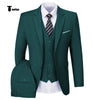 Casual Men’s 3 Pieces Mens Suit Notch Lapel Flat Tuxedos (Blazer + Vest + Pants) Xs / Teal Pieces