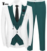 Fashion Men’s Suits Slim Fit 3 Pieces Peak Lapel Tuxedos (White Blazer + Vest + Pant) Xs / Teal