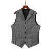 Fashion Men’s Vest Houndstooth Notch Lapel Waistcoat Suit Vest