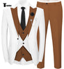 Fashion Men’s Suits Slim Fit 3 Pieces Peak Lapel Tuxedos (White Blazer + Vest + Pant) Xs / Light