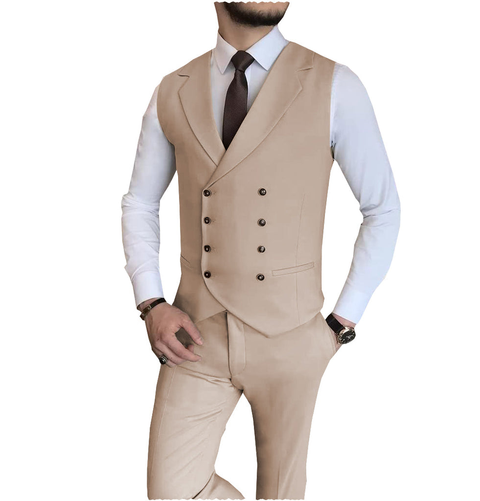 2 Pieces Suit - Fashion 2 Pieces Double Breasted Mens Suit For Wedding (Vest + Pants)