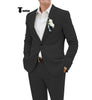 Casual Men’s 2 Pieces Suit Notch Lapel Linen For Wedding (Blazer + Pants) Xs / Black Pieces Suit