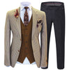 3 Pieces Suit - Fashion Men's 3 Pieces Houndstooth Notch Lapel Tuxedos (Blazer+vest+Pants)