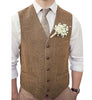 Suit Vest - Vintage Classical Mens Regular Fit Tweed Herringbone V Neck Waistcoat