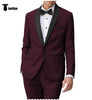 Fashion 2 Pieces Mens Suit Flat Shawl Lapel Tuxedos For Wedding (Blazer + Pants） Xs / Burgundy