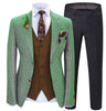 3 Pieces Suit - Fashion Men's 3 Pieces Houndstooth Notch Lapel Tuxedos (Blazer+vest+Pants)