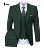 Casual Men’s 3 Pieces Mens Suit Notch Lapel Flat Tuxedos (Blazer + Vest + Pants) Xs / Hunt Green