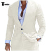 Fashion Men’s 2 Pieces Mens Suit Peak Lapel Linen For Wedding (Blazer + Pants) Xs / Ivory Pieces
