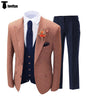 3 Pieces Suit - Fashion Men's 3 Pieces Houndstooth Peak Lapel Tuxedos (Blazer+vest+Pants)