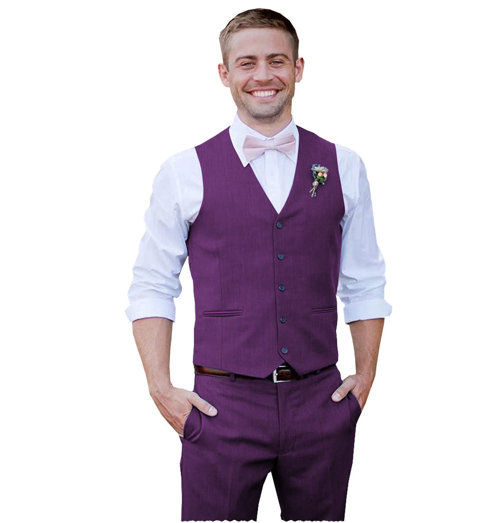 2 Pieces Suit - Fashion 2 Pieces Mens Suit Flat V Neck Suit For Wedding (Vest + Pants)