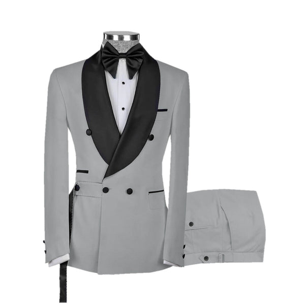 2 Pieces Suit - Fashion 2 Pieces Mens Suit Flat Shawl Lapel Tuxedos For Wedding(Blazer+Pants)