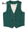 Casual Mens Waistcoat Flat Linen V Neck Waistcoat For Wedding Xs / Teal Suit Vest