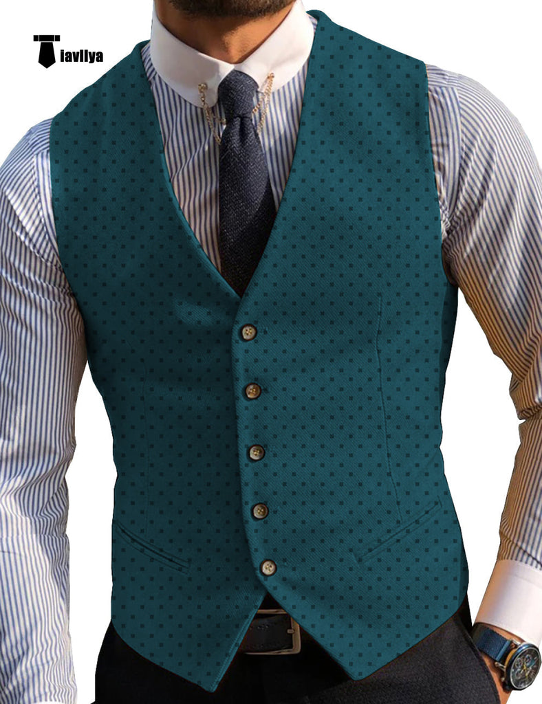 Suit Vest - Fashion Men's Suit Vest Prom Print V Neck Suit Vest