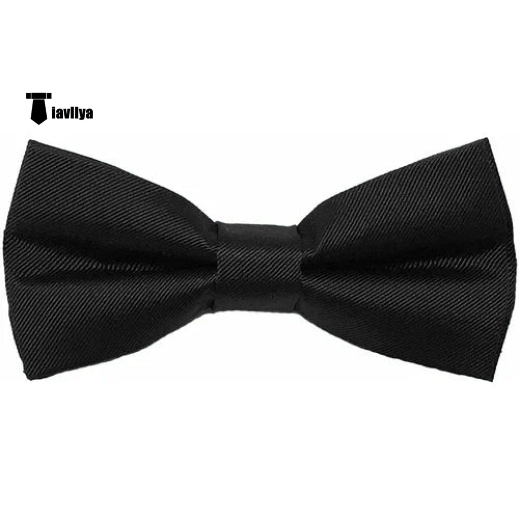 Men’s Modern Fit Classic Solid Color Bow Tie Black Accessories