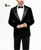 Stylish Men’s Suit 2 Pieces Velvet Peak Lapel Tuxedo For Party (Blazer + Black Pants) Xs / Black