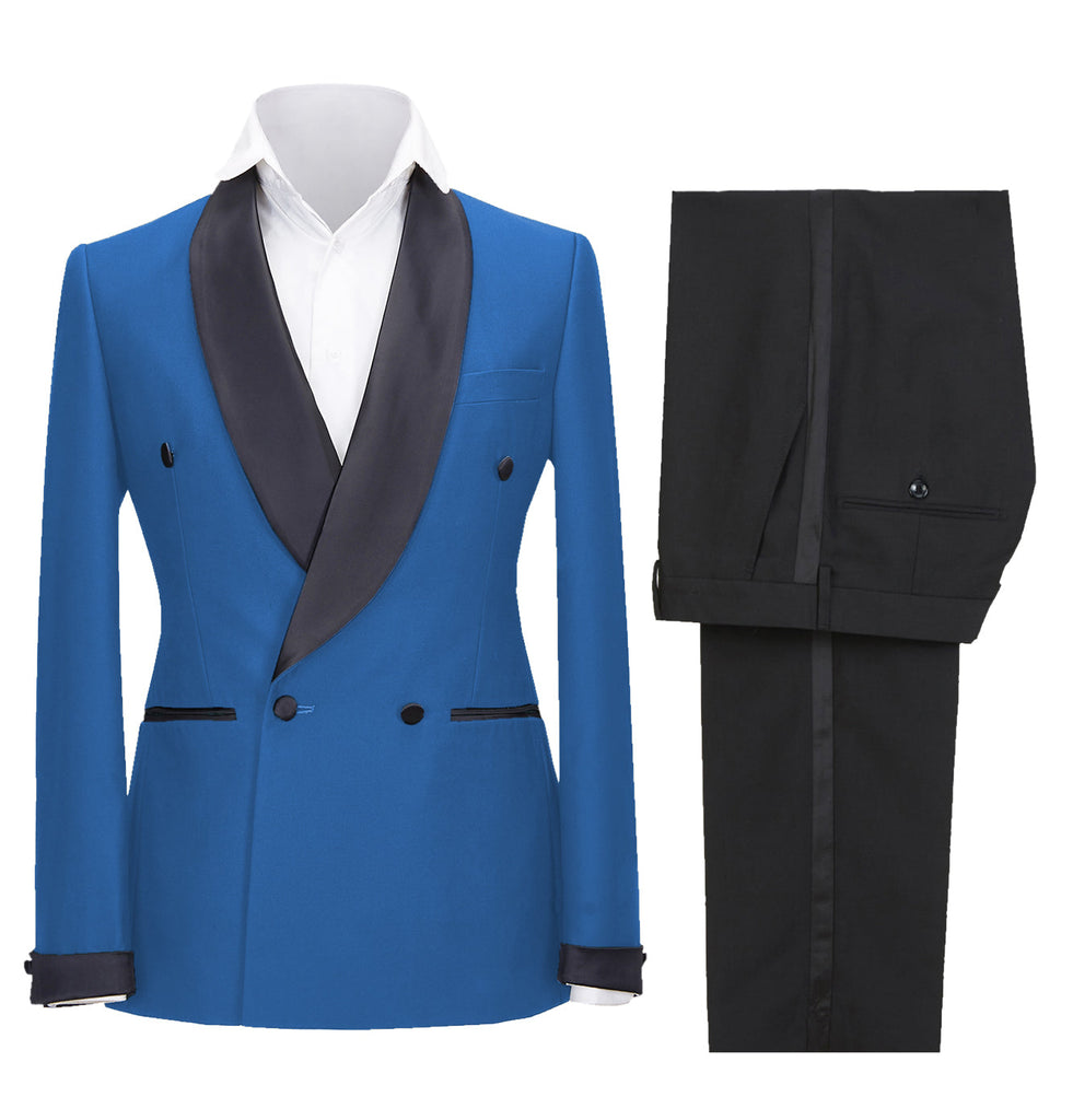 2 Pieces Suit - Fashion Mens Suit Double Breasts Shawl Lapel 2 Pieces (Blazer+Pants)