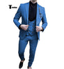 Fashion Men’s Suit 3 Piece Peak Lapel Flat Tuxedo Wedding (Blazer + Vest + Pants) Xs / Blue