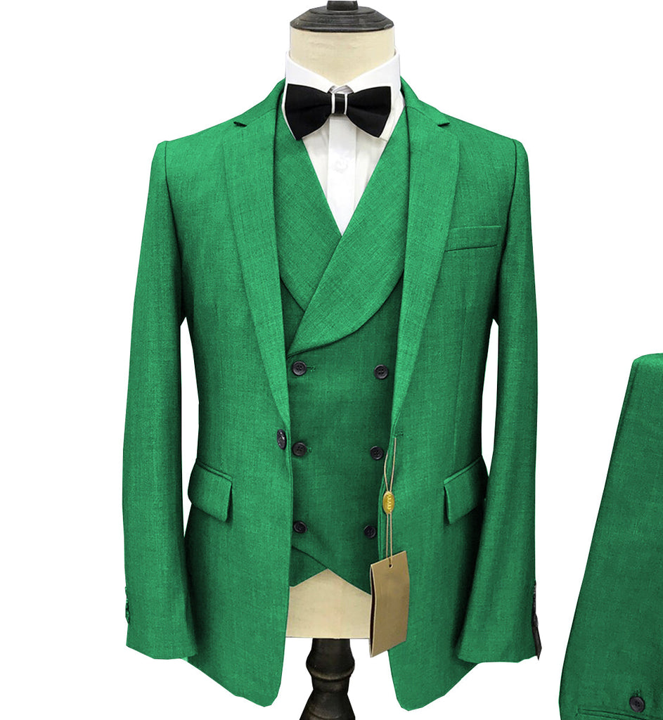 3 Pieces Suit - Fashion 3 Pieces Mens Suit Notch Lapel Tuxedos For Wedding (Blazer+vest+Pants)