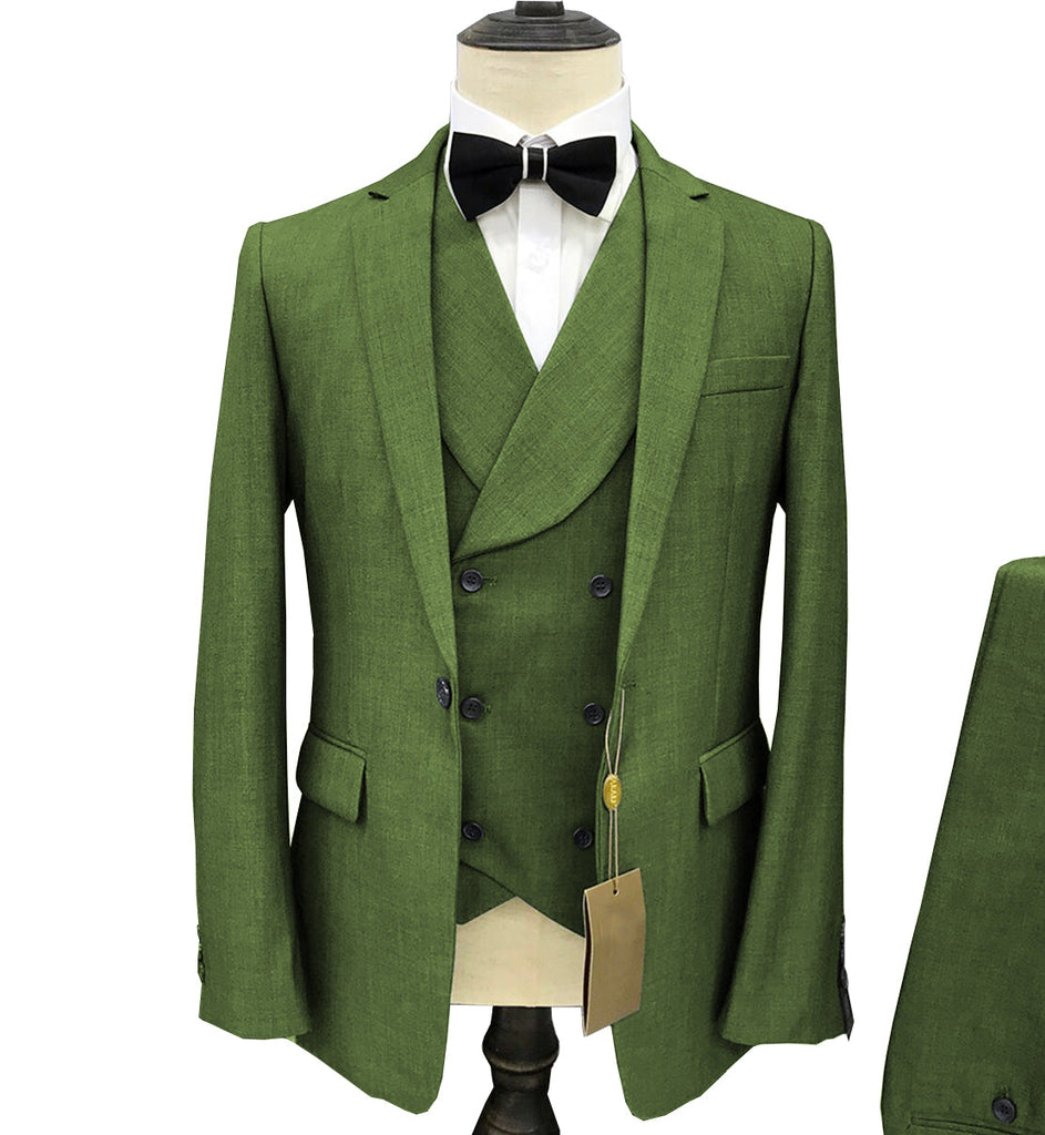 3 Pieces Suit - Fashion 3 Pieces Mens Suit Notch Lapel Tuxedos For Wedding (Blazer+vest+Pants)